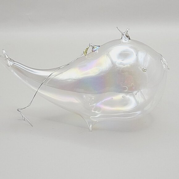 Silvestri Handcrafted Iridescent Blown Glass Whale Ornament with Flaw - Picture 8 of 13